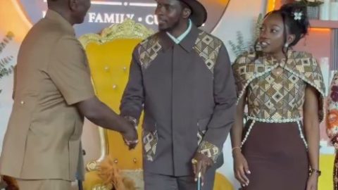 President William Ruto, Isaya and Charlene Ruto. PHOTO/Screengrab by K24 Digital/https://web.facebook.com/riftvalleypoliticske/reels/