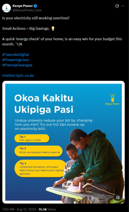 Post by Kenya Power.