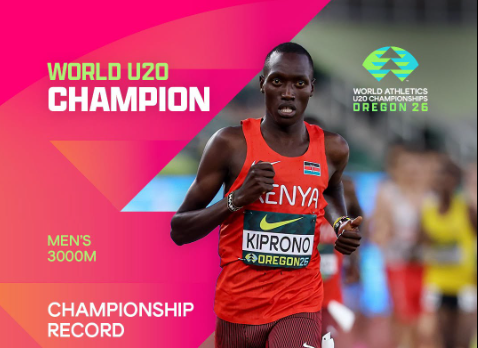Emmanuel Kiprono breaks U20 World Championship record in Oregon