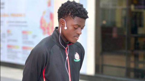 Kenya U23 star Kelly Madada with the national senior team previously. PHOTO/https://www.facebook.com/officialharambeestars/photos