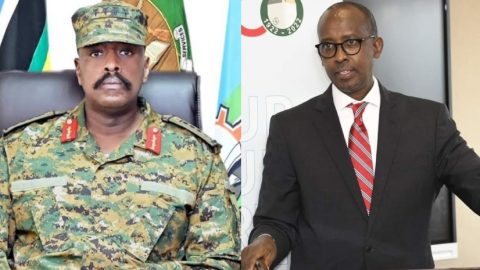 Muhoozi Kainerugaba and his brother-in-law Odrek Rwabwogo. PHOTOS/ @mkainerugaba, @OdrekRwabwogo/X