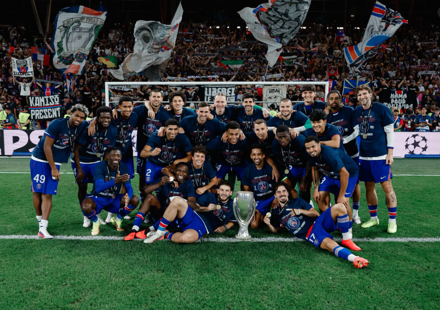 PSG players celebrate their 2026 Super Cup victory in Austria on Wednesday, August 12, 2026. PHOTO/https://www.facebook.com/PSG/photos