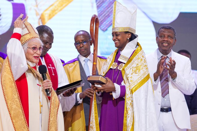 Ugandan President Yoweri Museveni’s daughter, Patience, during her consecration as a Bishop of Covenant Nations Churches in Uganda.