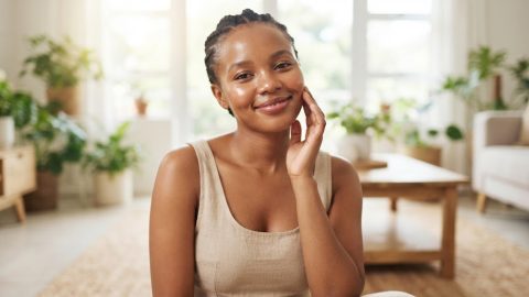 A radiant woman with smooth, hydrated skin.