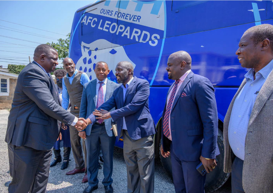 Sports CS Salim Mvurya led a government delegation in delivering President William Ruto's pledge to AFC Leopards on Wednesday, August 5, 2026. PHOTO/https://www.facebook.com/GovernorSalimMvurya