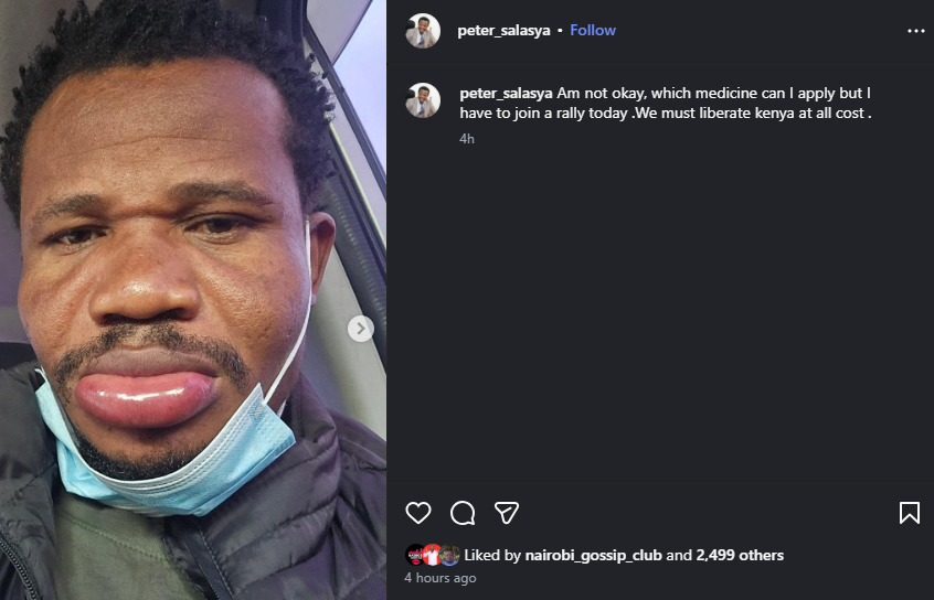 A post shared by Peter Salasya on his Instagram. PHOTO/Screengrab by K24 Digital