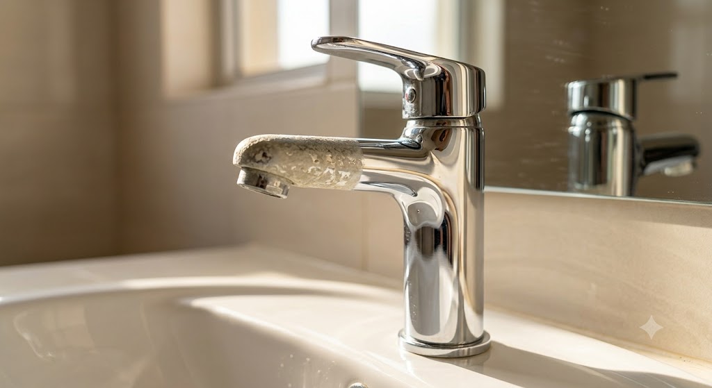 How to easily clean hard water scale off taps using white vinegar