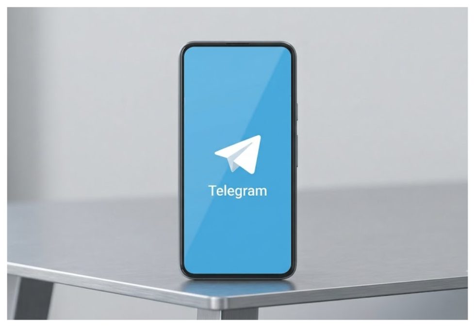 Telegram logo displayed on a smart phone.