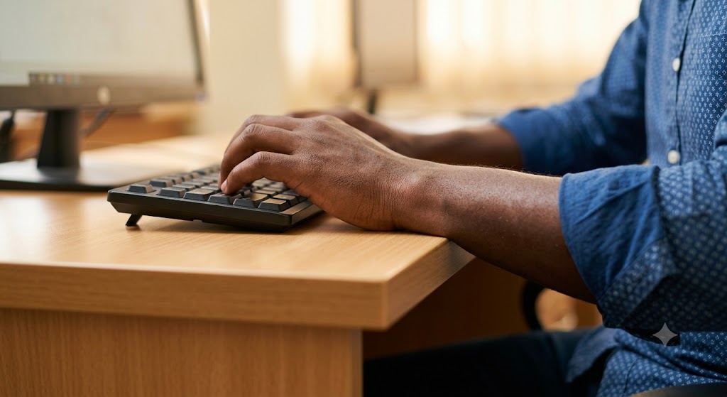 How resting your wrists on the desk while typing damages your hands
