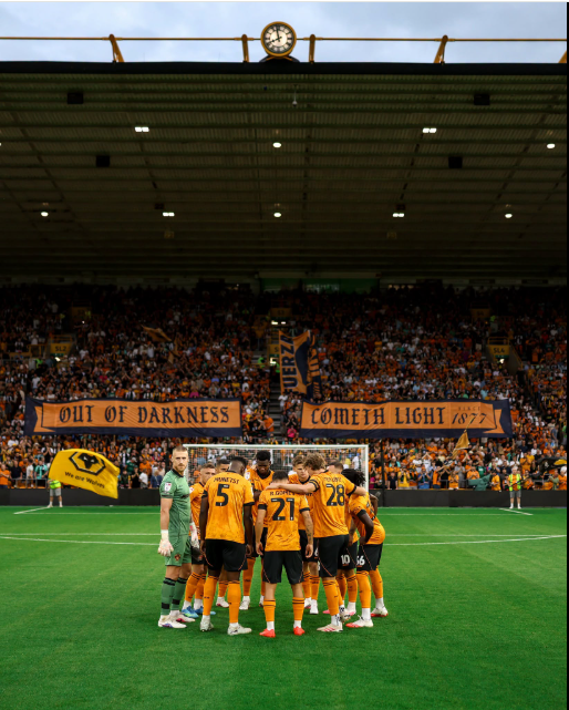Wolves players before their Championship action against Blackburn on Friday, August 14, 2026. PHOTO/https://www.facebook.com/wolves/photos
