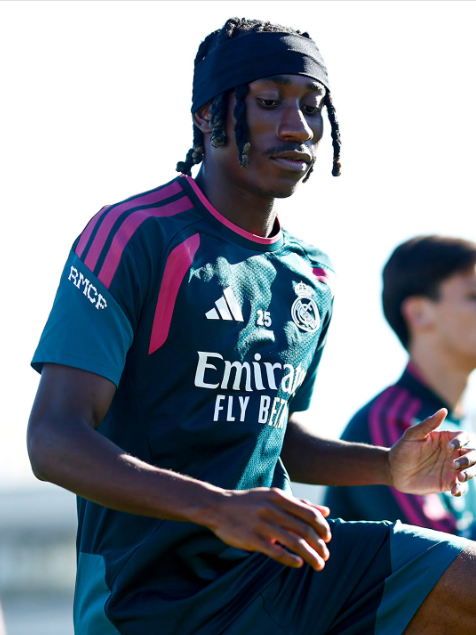 Real Madrid's star Yan Diomande in training ahead of Malaga encounter on Sunday, August 30, 2026. PHOTO/ https://www.facebook.com/RealMadrid/photos