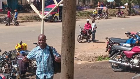 Fred Gori at the starting point of his 450km trek from Migori to Nairobi. PHOTO/facebook.com/fredgori