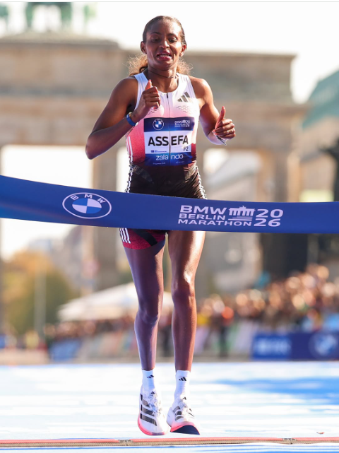 Ethiopia's Tigst Assefa won the Women's 2026 Berlin Marathon on Sunday, September 27, 2026. PHOTO/https://www.facebook.com/berlinmarathon