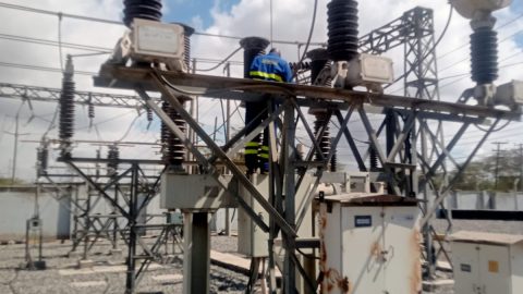Kenya Power staff conduct maintenance works on the Athi River substation. PHOTO/@KenyaPower/X