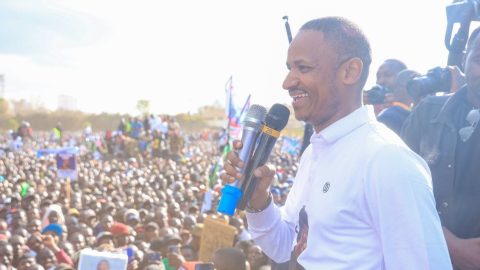 Shirtless supporter with Babu Owino’s tattoo thrills Embakasi East MP