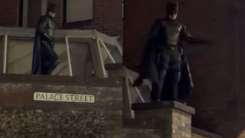 Man in Batman costume chases down handbag thief