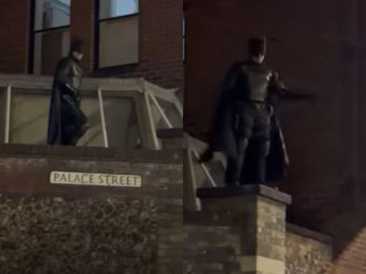 Man in Batman costume chases down handbag thief