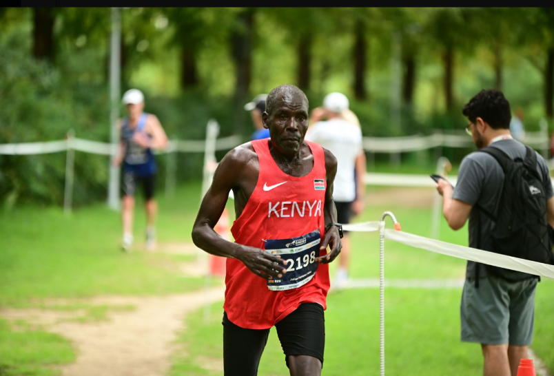 Kenya's Julius Kiptanui Bilat at the 2026 World Masters Athletics Championships. PHOTO/Athletics Kenya Masters