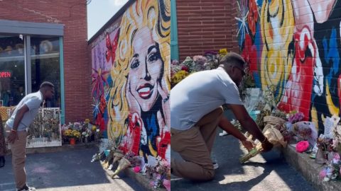 Bobi Wine visits Dolly Parton mural, lays flowers in Nashville
