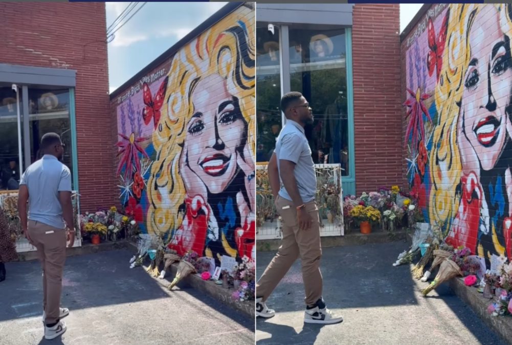 Ugandan singer Bobi Wine at Visits Dolly Parton Mural in Nashville