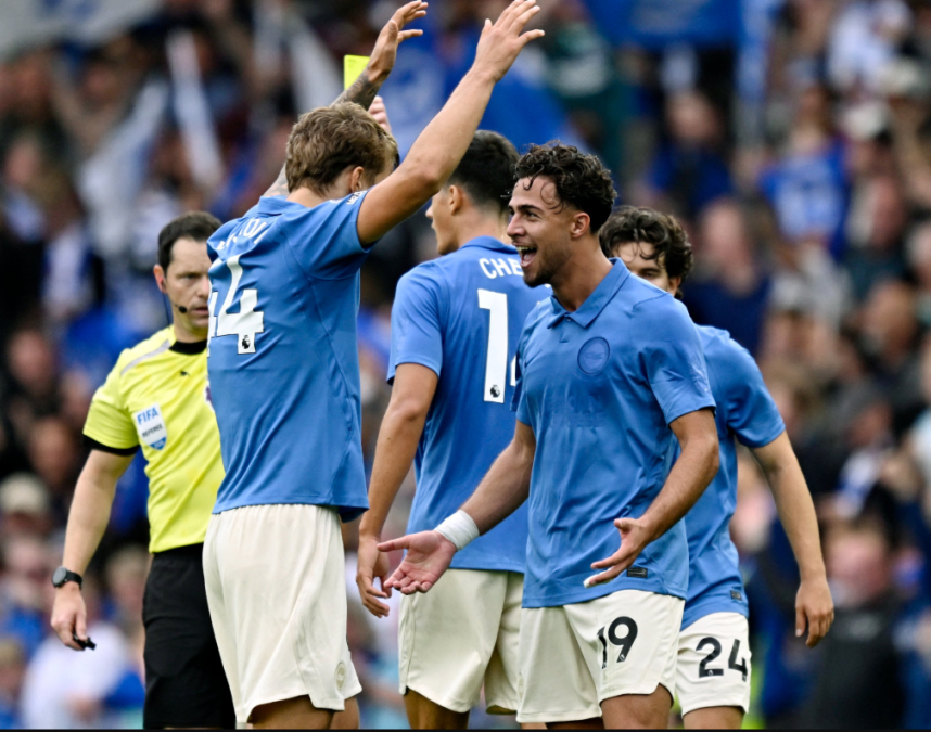 Brighton's Andres Chema celebrates his goal against Arsenal. PHOTO@premierleague/X