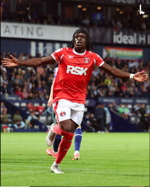 Charlton Athletic's Tyreece Campbell celebrates his goal against West Bromwich Albion on Wednesday, September 2, 2026. PHOTO/https://www.facebook.com/OfficialCAFC