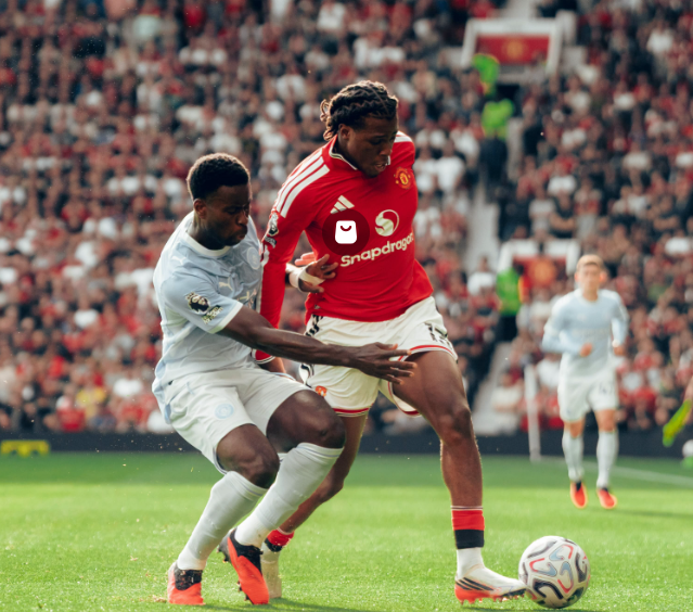Dorgu and Marc Guehi go head-to-head during the derby at Old Trafford PHOTO/https://www.facebook.com/mancity