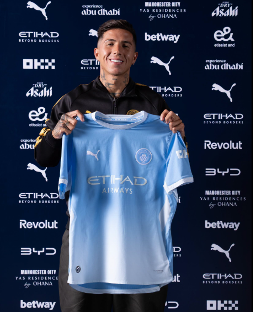 Enzo Fernandez  signed his contract to become a Manchester City player on Tuesday, September 1, 2026. PHOTO/https://www.facebook.com/mancity/photos