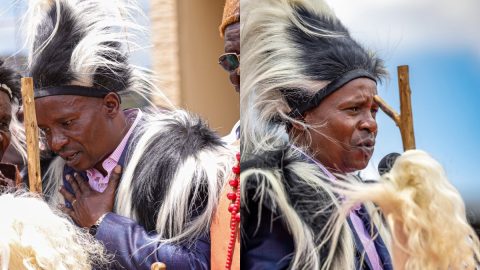 Deputy President Kithure Kindiki dons traditional regalia during his installation as Mt Kenya spokesperson at Kirigiti Stadium in Kiambu County on Saturday, September 19, 2026. PHOTO/https://www.facebook.com/KithureKindiki