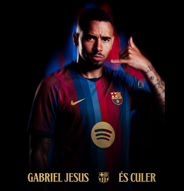 New FC Barcelona signhttps://www.facebook.com/fcbarcelonaing Gabriel Jesus. PHOTO/https://www.facebook.com/fcbarcelona