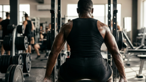 A man working out vigorously at the gym.