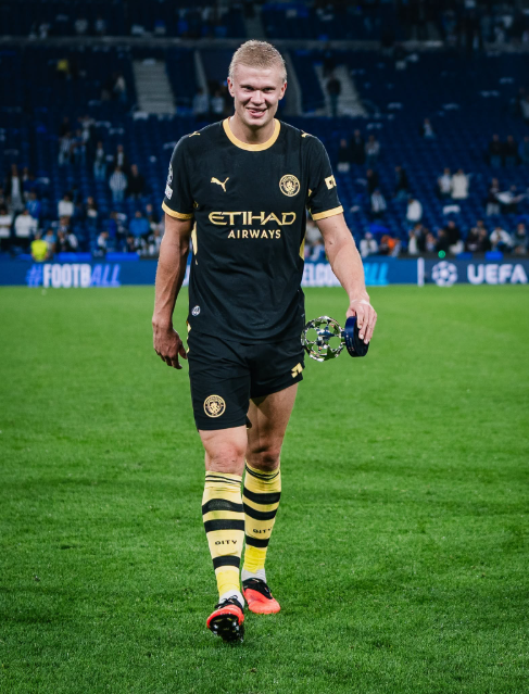 Erling Haaland during a UEFA Champions League action against FC Porto on Tuesday, September 8, 2026. PHOTO/https://www.facebook.com/mancity/photos