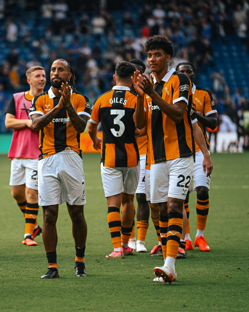 Hull City players applaud club supporters after holding Chelsea to a 2-2 stlemate in the Premier League  at Stamford Bridge on Saturday, September 12, 2026. PHOTO/https://www.facebook.com/hullcity/photos