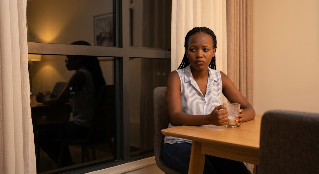 A woman feeling isolated and distressed while waiting for her partner to communicate.