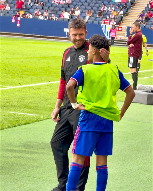 JJ Gabriel Gabriel with Manchester United's manager Michael Carrick previously. PHOTO/https://web.facebook.com/profile.php?id=61590262036235