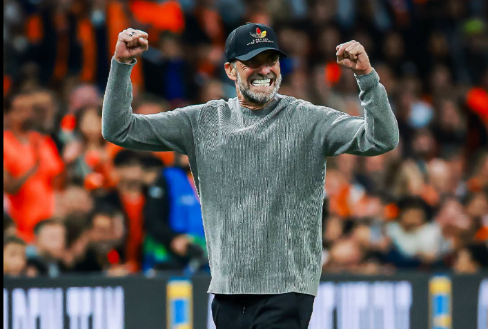 Jurgen Klopp reacts after Germany takes the lead vs the Netherlands. PHOTO/https://www.facebook.com/DFBTeamEN