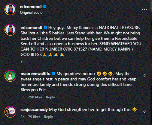 A post shared by Eric Omondi on Instagram. PHOTO/Screengrab by K24 Digital