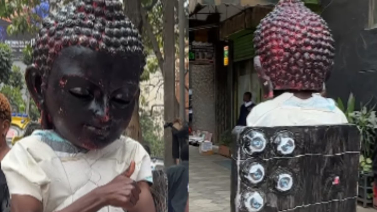 Viral Kenyan man in Buddha-like costume walking Nairobi streets finally identified