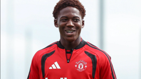 Manchester United's midfielder Kobbie Mainoo in training. PHOTO/https://www.facebook.com/manchesterunited/photos