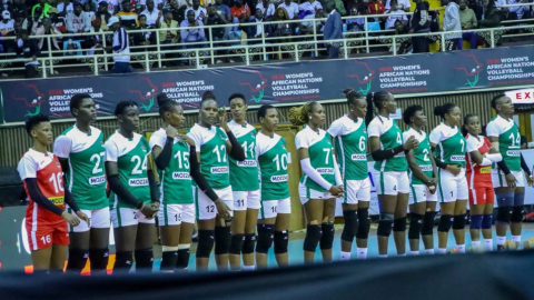 Malkia Strikers in action against Egypt in the 2026 CAVB Women’s African Nations Volleyball Championship final on Friday, September 4, 2026 at Kasarani Indoor Arena. PHOTO/https://www.facebook.com/GovernorSalimMvurya/photos