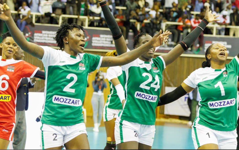 Malkia Strikers in action against Egypt in the 2026 CAVB 026 CAVB Women’s African Nations Volleyball Championship on Friday, September 4, 2026 at Kasarani Indoor Arena. PHOTO/https://www.facebook.com/GovernorSalimMvurya/photos