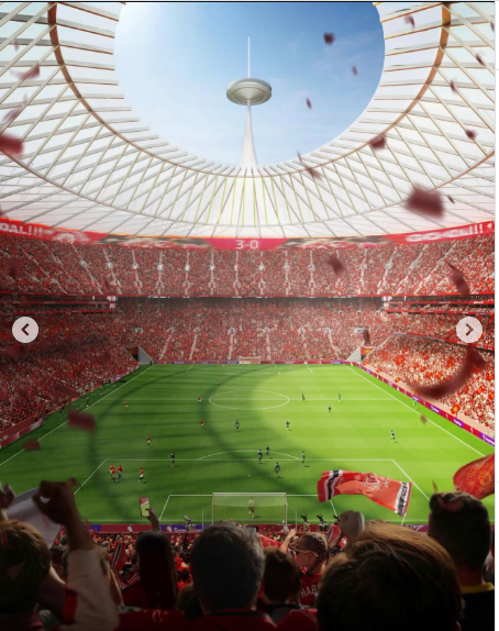 The artistic impression of New Manchester United's 100,000-seater stadium. PHOTO/https://www.instagram.com/fabriziorom/