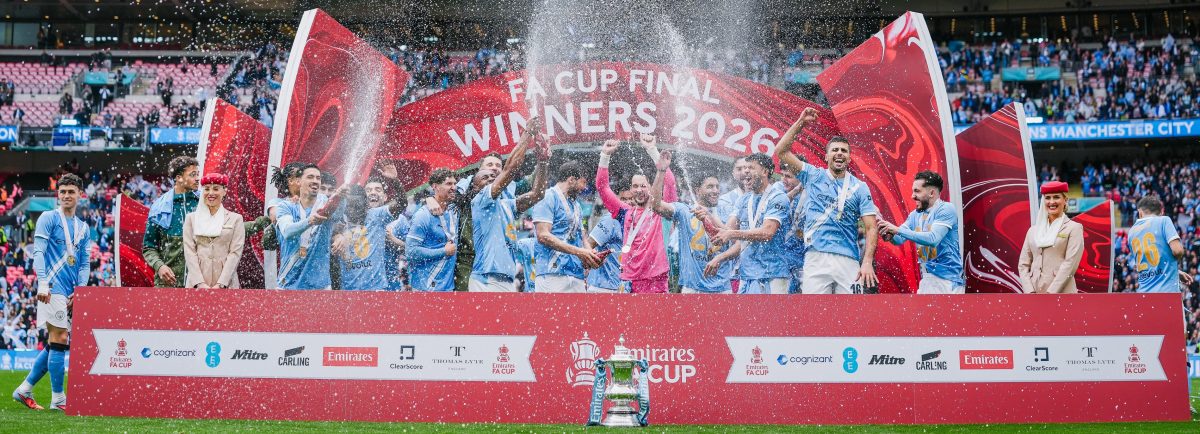 Manchester City players celebrate after winning the FA Cup trophy. PHOTO/@mancity/Facebook
