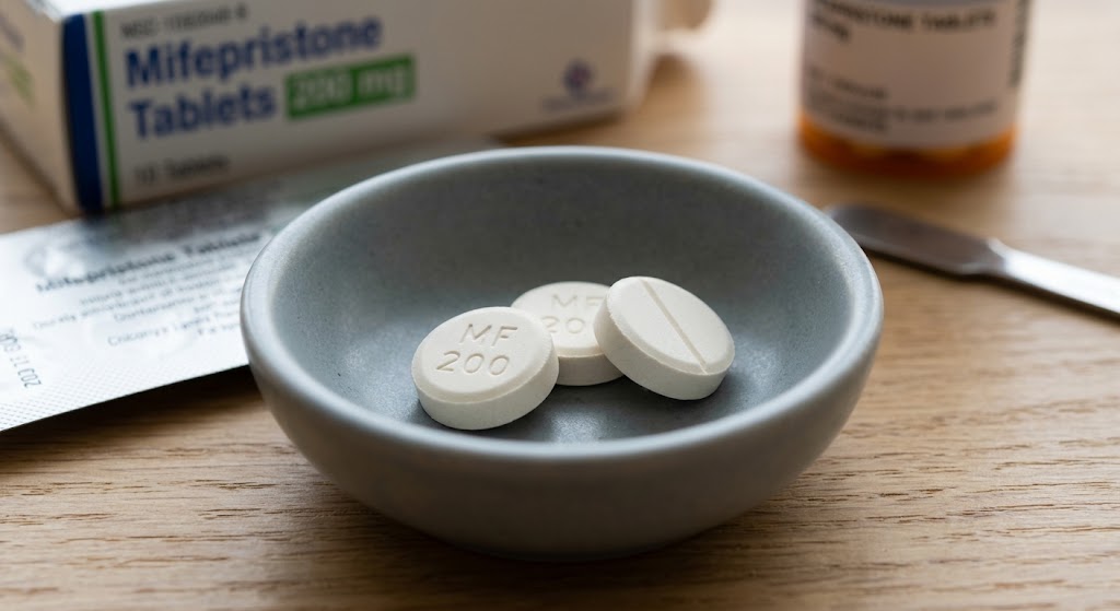 A box of Mifepristone tablets