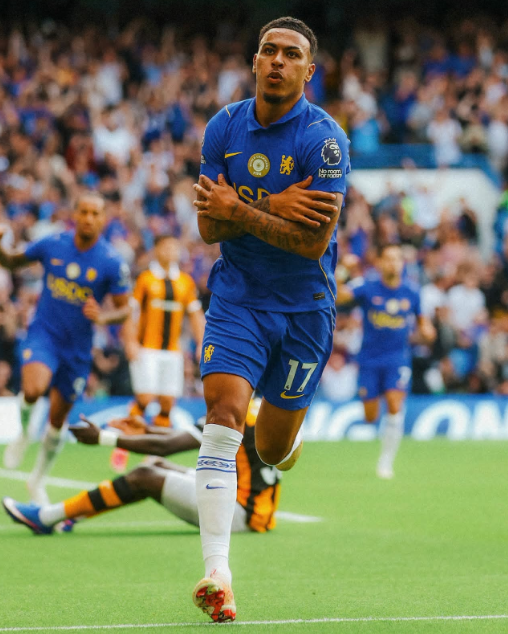 Chelsea's Morgan Rogers celebrates his opening goal against Hull City at Stamford Bridge on Saturday, September 12, 2026. PHOTO/https://www.facebook.com/ChelseaFC/photos