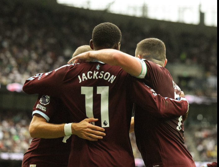 Nicolas Jackson celebrates his first League goal with Aston Villa. PHOTO/https://web.facebook.com/astonvilla
