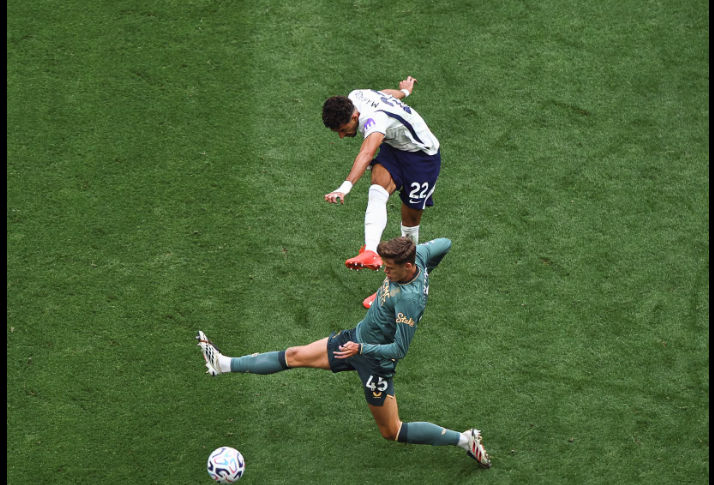 Omar Marmoush lines up a shot against Everton..PHOTO/https://www.facebook.com/TottenhamHotspur