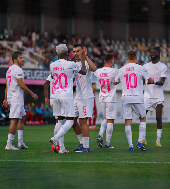 Sabah players celebrating their goal previously. PHOTO/https://www.facebook.com/sabahfc.az/photos
