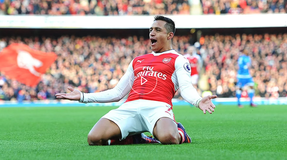 Arsenal's Alexis Sanhez celebrates his goal against Chelsea in the 2016/17 Premier League season. PHOTO/https://www.arsenal.com