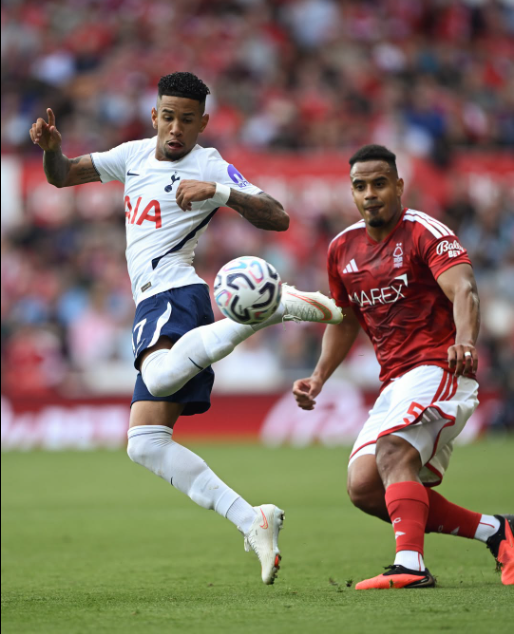 Tottenham's new signing Savio (Left) in action against Nottingham Forest on Saturday, September 5, 2026. PHOTO/https://www.facebook.com/TottenhamHotspur/photos